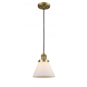 Cone - 1 Light - 8 inch - Brushed Brass - Cord hung - Mini Pendant