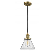 Cone - 1 Light - 8 inch - Brushed Brass - Cord hung - Mini Pendant