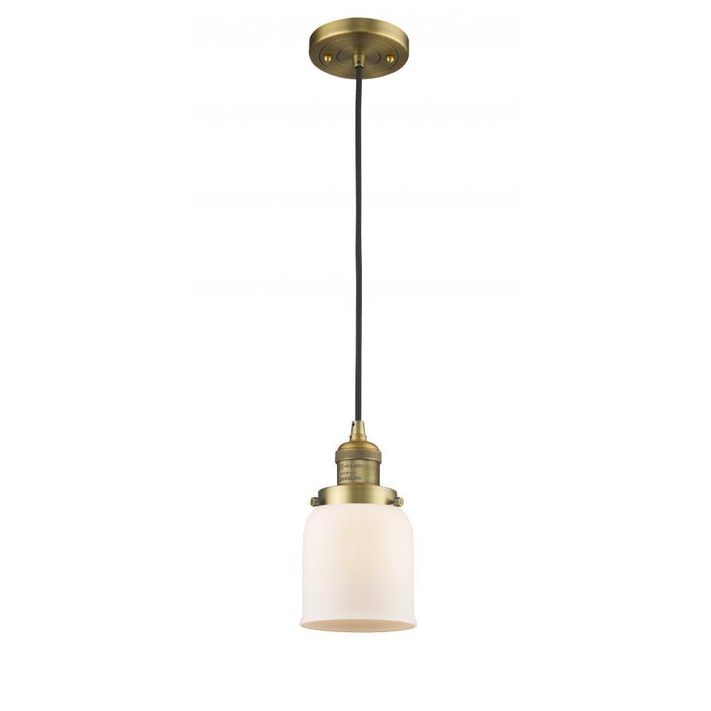 Bell - 1 Light - 5 inch - Brushed Brass - Cord hung - Mini Pendant