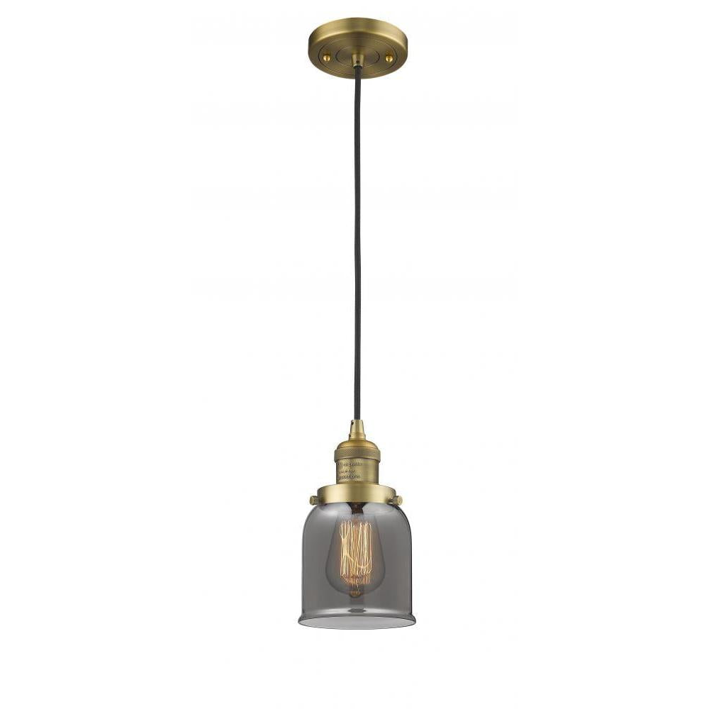 Bell - 1 Light - 5 inch - Brushed Brass - Cord hung - Mini Pendant