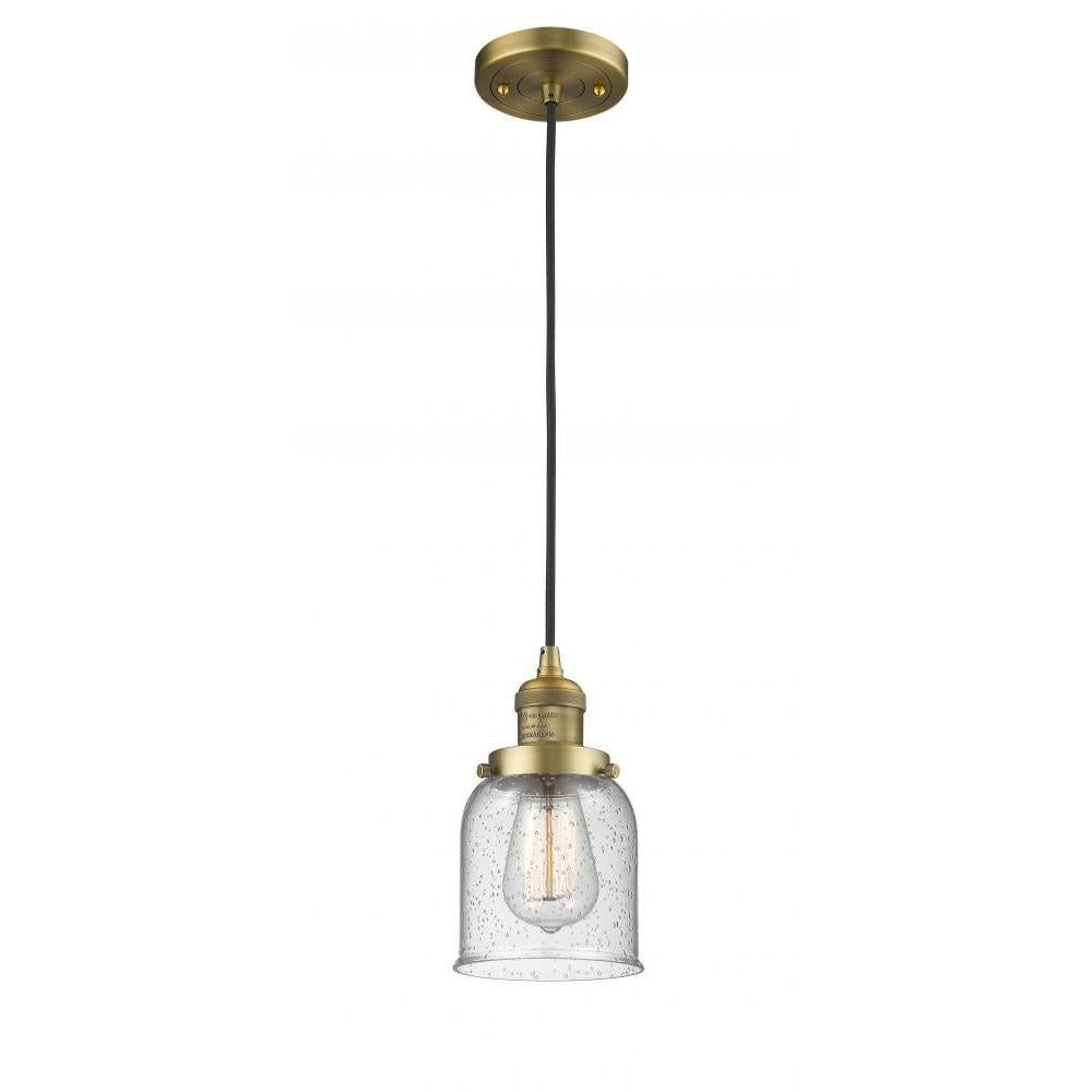 Bell - 1 Light - 5 inch - Brushed Brass - Cord hung - Mini Pendant