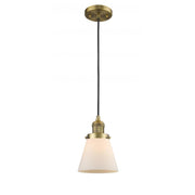 Cone - 1 Light - 6 inch - Brushed Brass - Cord hung - Mini Pendant