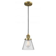 Cone - 1 Light - 6 inch - Brushed Brass - Cord hung - Mini Pendant