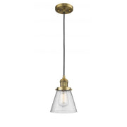 Cone - 1 Light - 6 inch - Brushed Brass - Cord hung - Mini Pendant