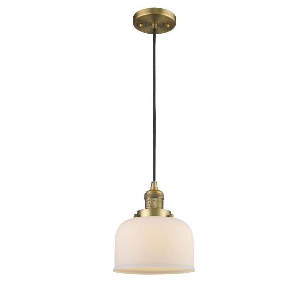 Bell - 1 Light - 8 inch - Brushed Brass - Cord hung - Mini Pendant