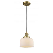 Bell - 1 Light - 8 inch - Brushed Brass - Cord hung - Mini Pendant