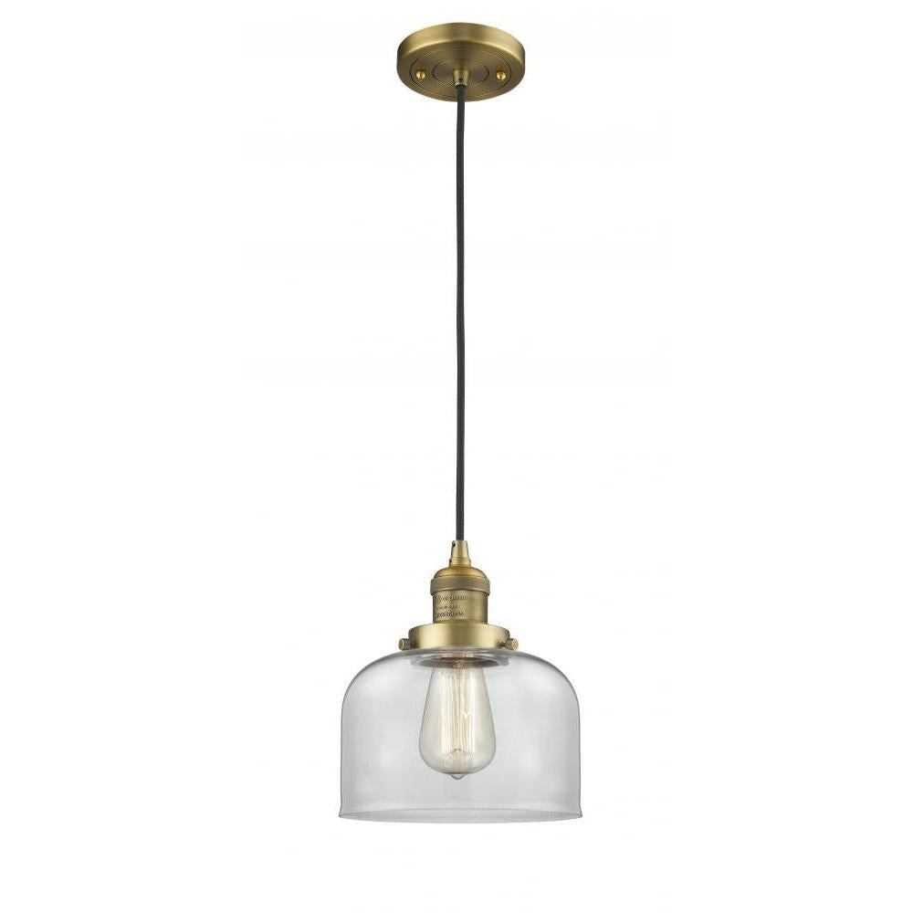 Bell - 1 Light - 8 inch - Brushed Brass - Cord hung - Mini Pendant