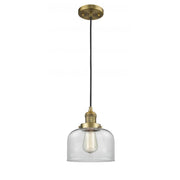 Bell - 1 Light - 8 inch - Brushed Brass - Cord hung - Mini Pendant