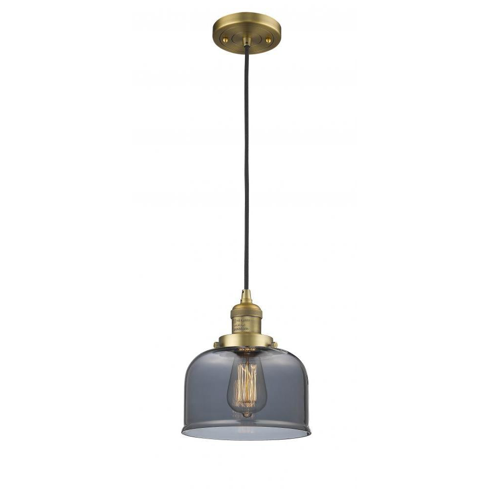 Bell - 1 Light - 8 inch - Brushed Brass - Cord hung - Mini Pendant