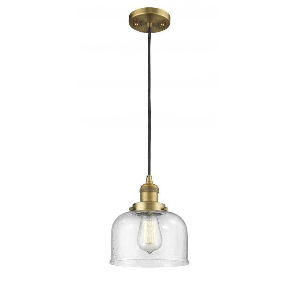 Bell - 1 Light - 8 inch - Brushed Brass - Cord hung - Mini Pendant