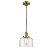 Bell - 1 Light - 8 inch - Brushed Brass - Cord hung - Mini Pendant