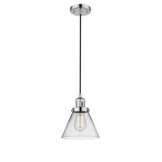 Cone - 1 Light - 8 inch - Polished Nickel - Cord hung - Mini Pendant