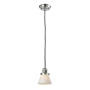 Cone - 1 Light - 6 inch - Polished Nickel - Cord hung - Mini Pendant