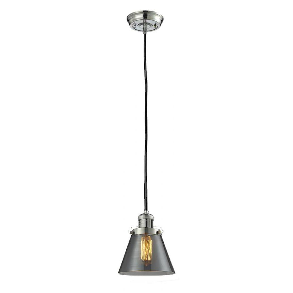 Cone - 1 Light - 6 inch - Polished Nickel - Cord hung - Mini Pendant