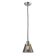 Cone - 1 Light - 6 inch - Polished Nickel - Cord hung - Mini Pendant