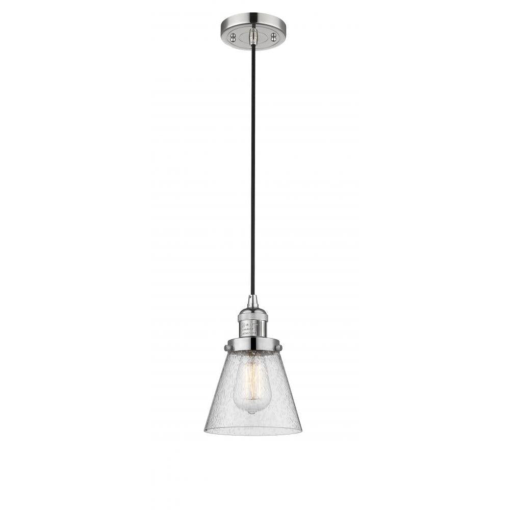 Cone - 1 Light - 6 inch - Polished Nickel - Cord hung - Mini Pendant