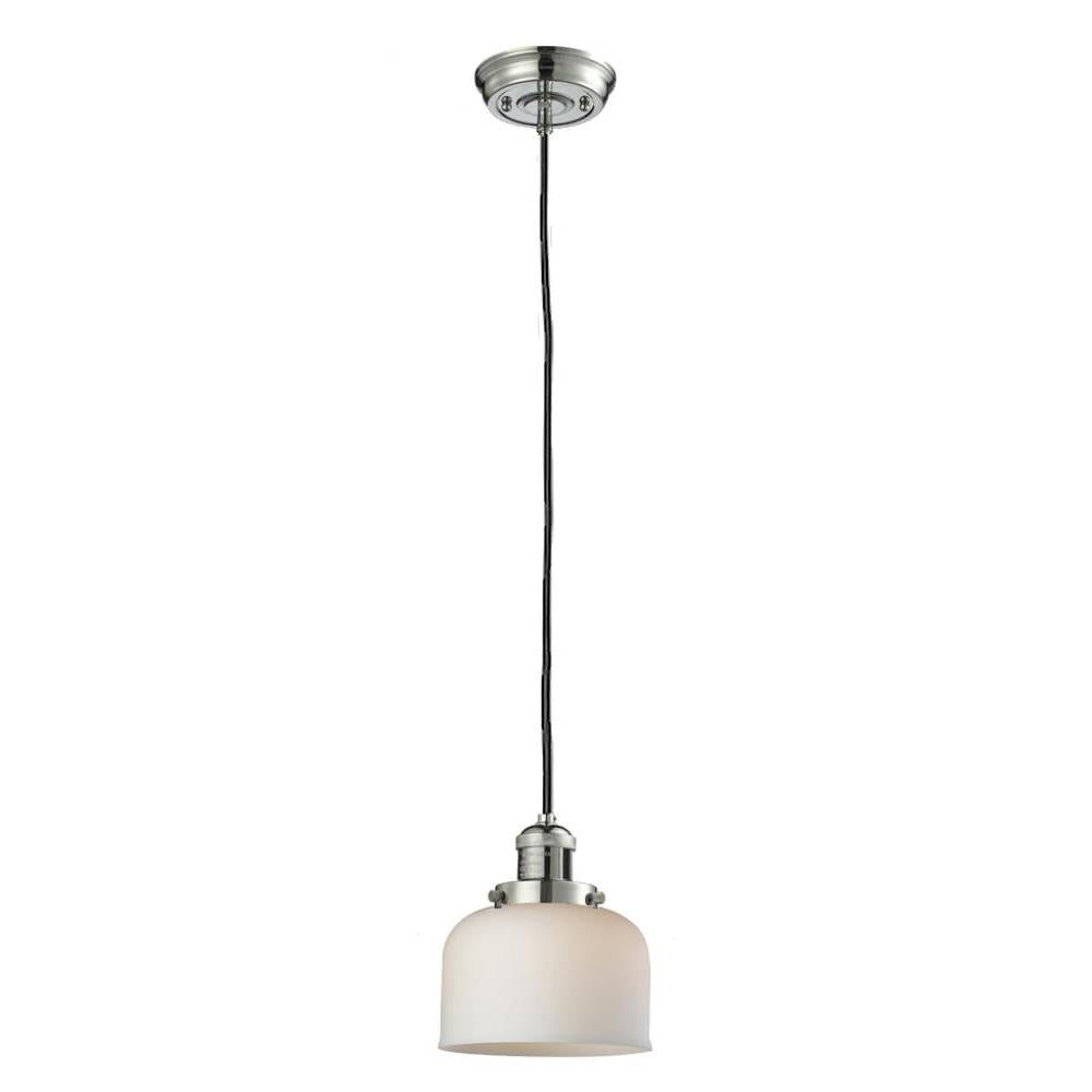 Bell - 1 Light - 8 inch - Polished Nickel - Cord hung - Mini Pendant