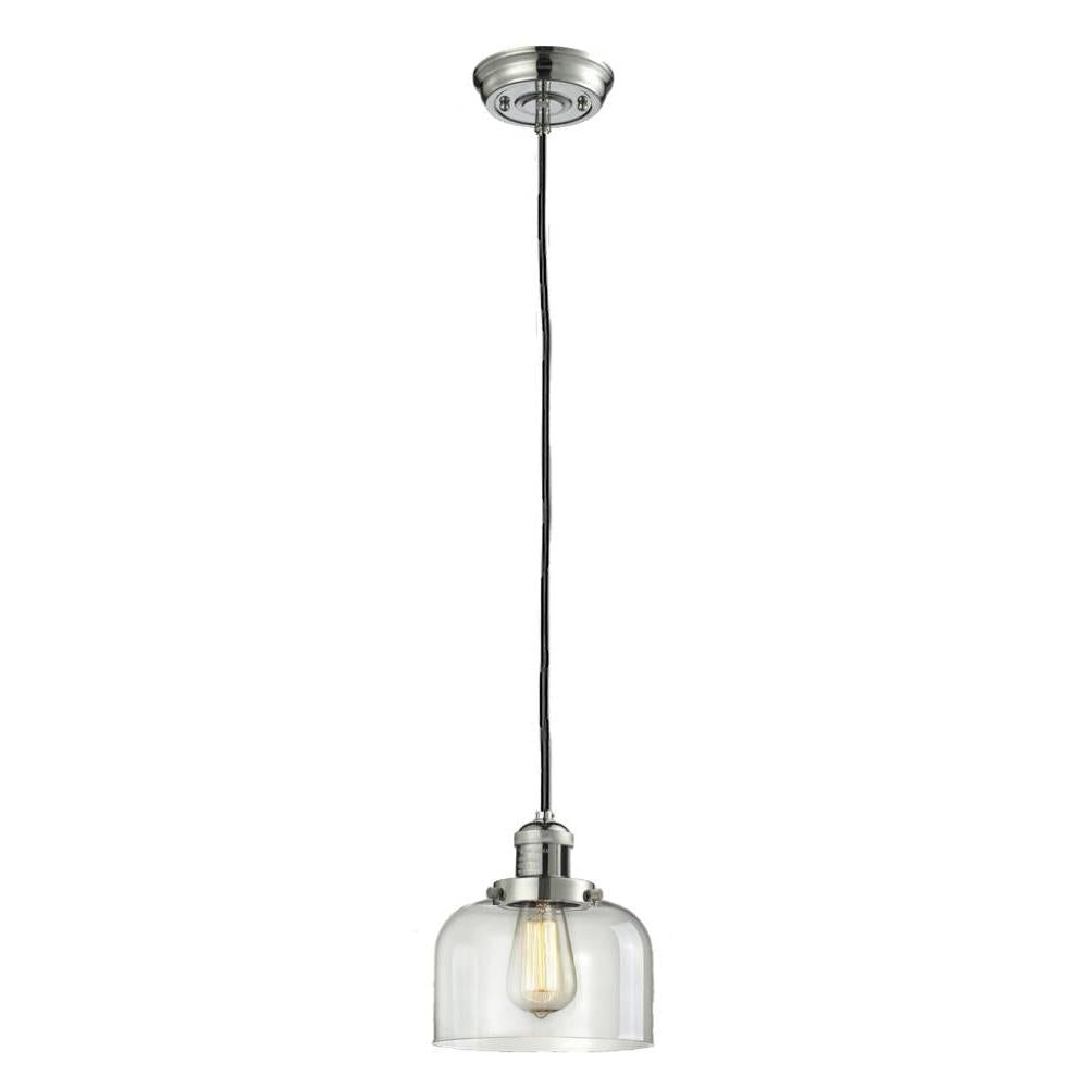 Bell - 1 Light - 8 inch - Polished Nickel - Cord hung - Mini Pendant