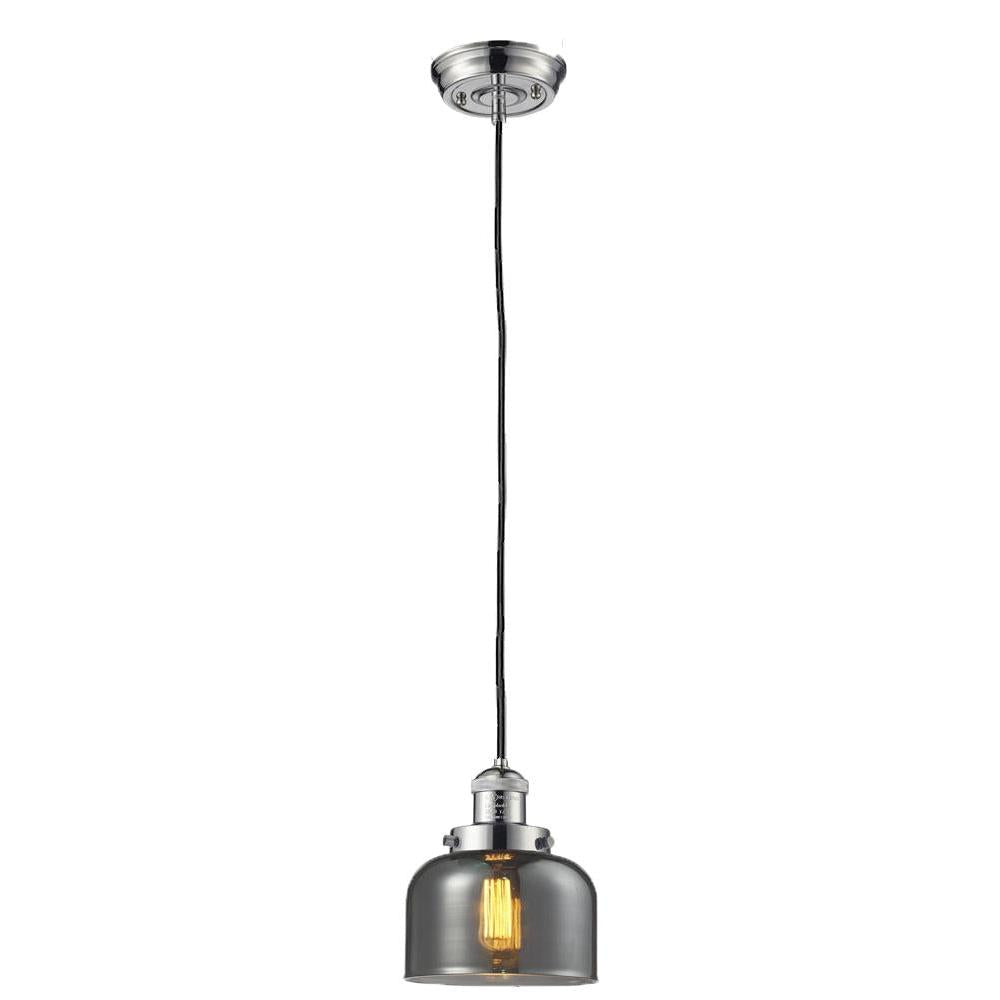 Bell - 1 Light - 8 inch - Polished Nickel - Cord hung - Mini Pendant