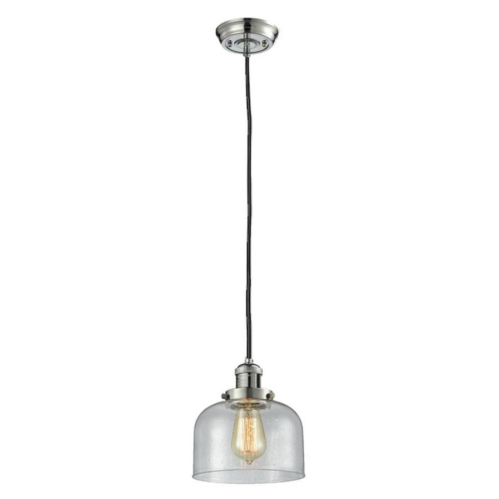 Bell - 1 Light - 8 inch - Polished Nickel - Cord hung - Mini Pendant