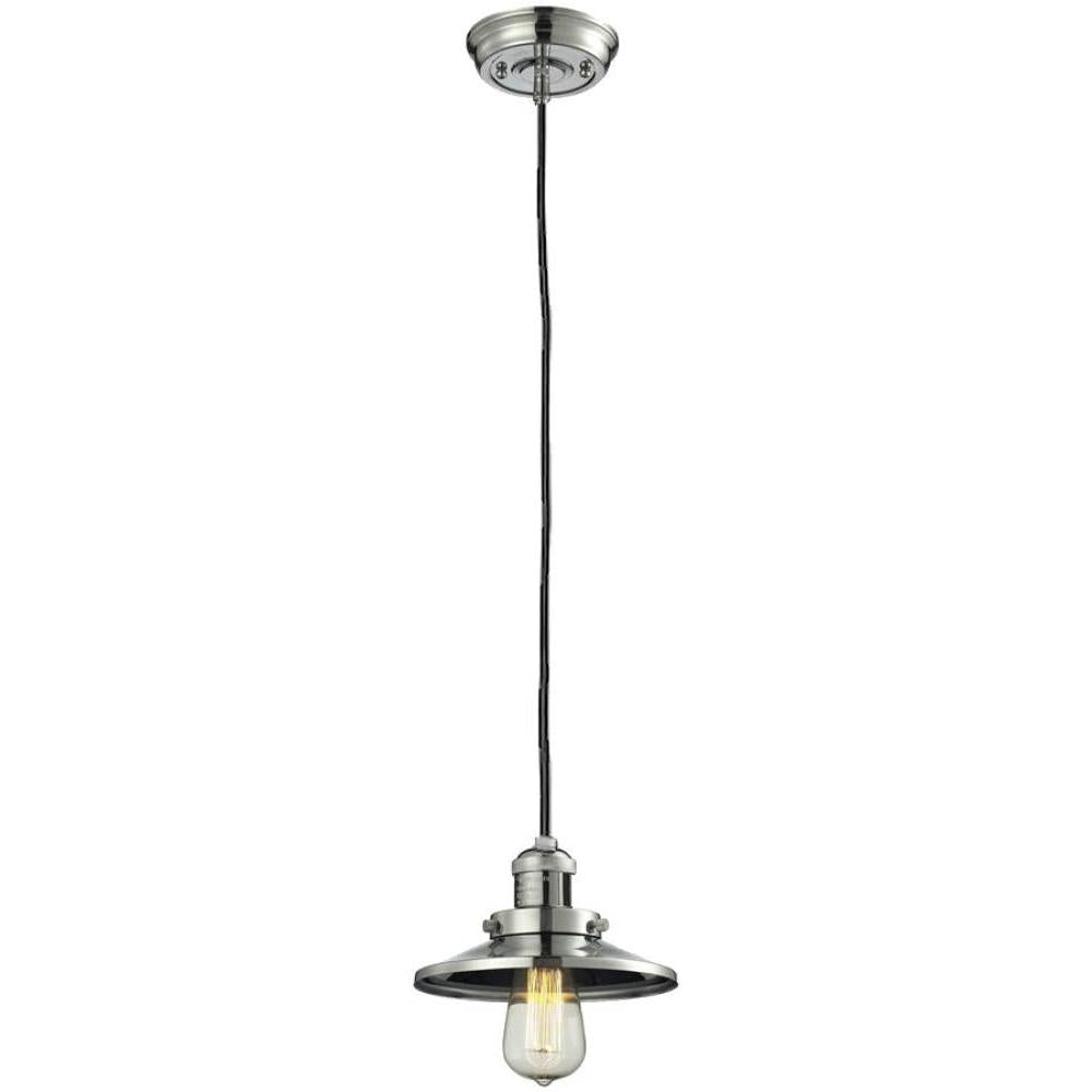 Railroad - 1 Light - 8 inch - Polished Nickel - Cord hung - Mini Pendant