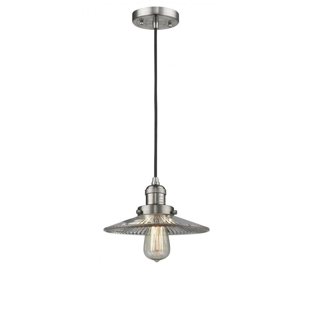 Halophane - 1 Light - 9 inch - Brushed Satin Nickel - Cord hung - Mini Pendant