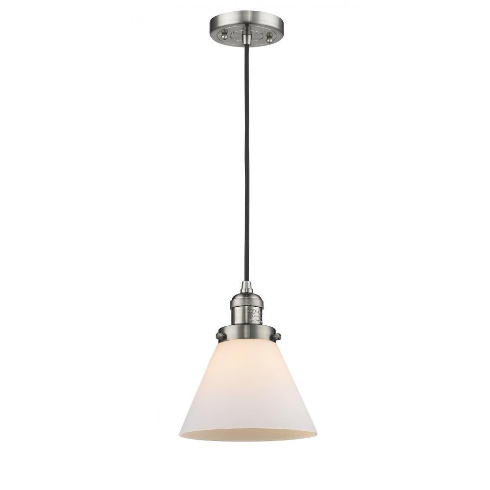 Cone - 1 Light - 8 inch - Brushed Satin Nickel - Cord hung - Mini Pendant