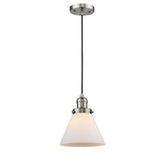 Cone - 1 Light - 8 inch - Brushed Satin Nickel - Cord hung - Mini Pendant