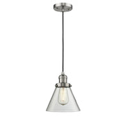 Cone - 1 Light - 8 inch - Brushed Satin Nickel - Cord hung - Mini Pendant