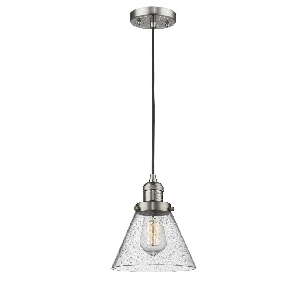 Cone - 1 Light - 8 inch - Brushed Satin Nickel - Cord hung - Mini Pendant
