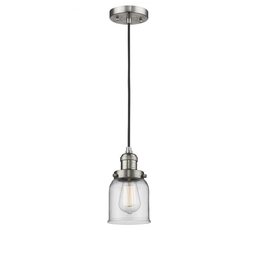 Bell - 1 Light - 5 inch - Brushed Satin Nickel - Cord hung - Mini Pendant