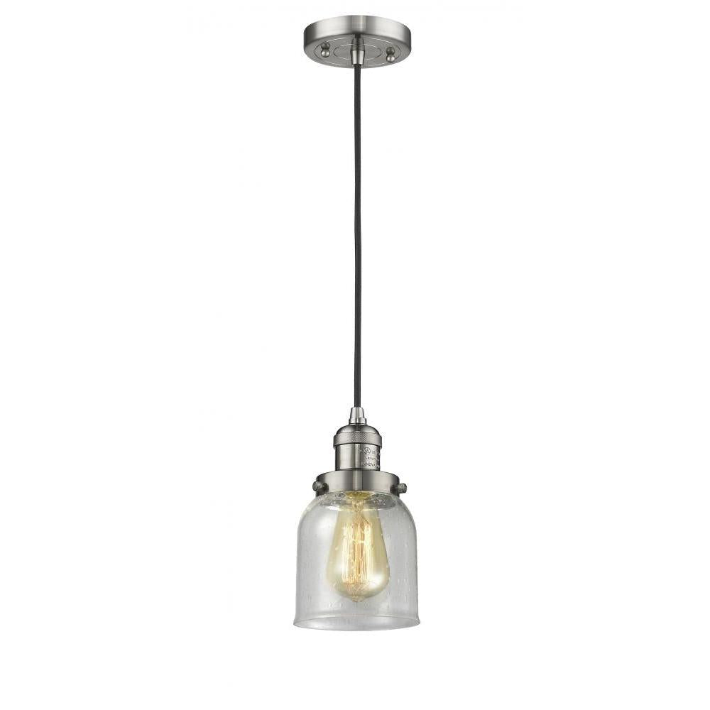 Bell - 1 Light - 5 inch - Brushed Satin Nickel - Cord hung - Mini Pendant