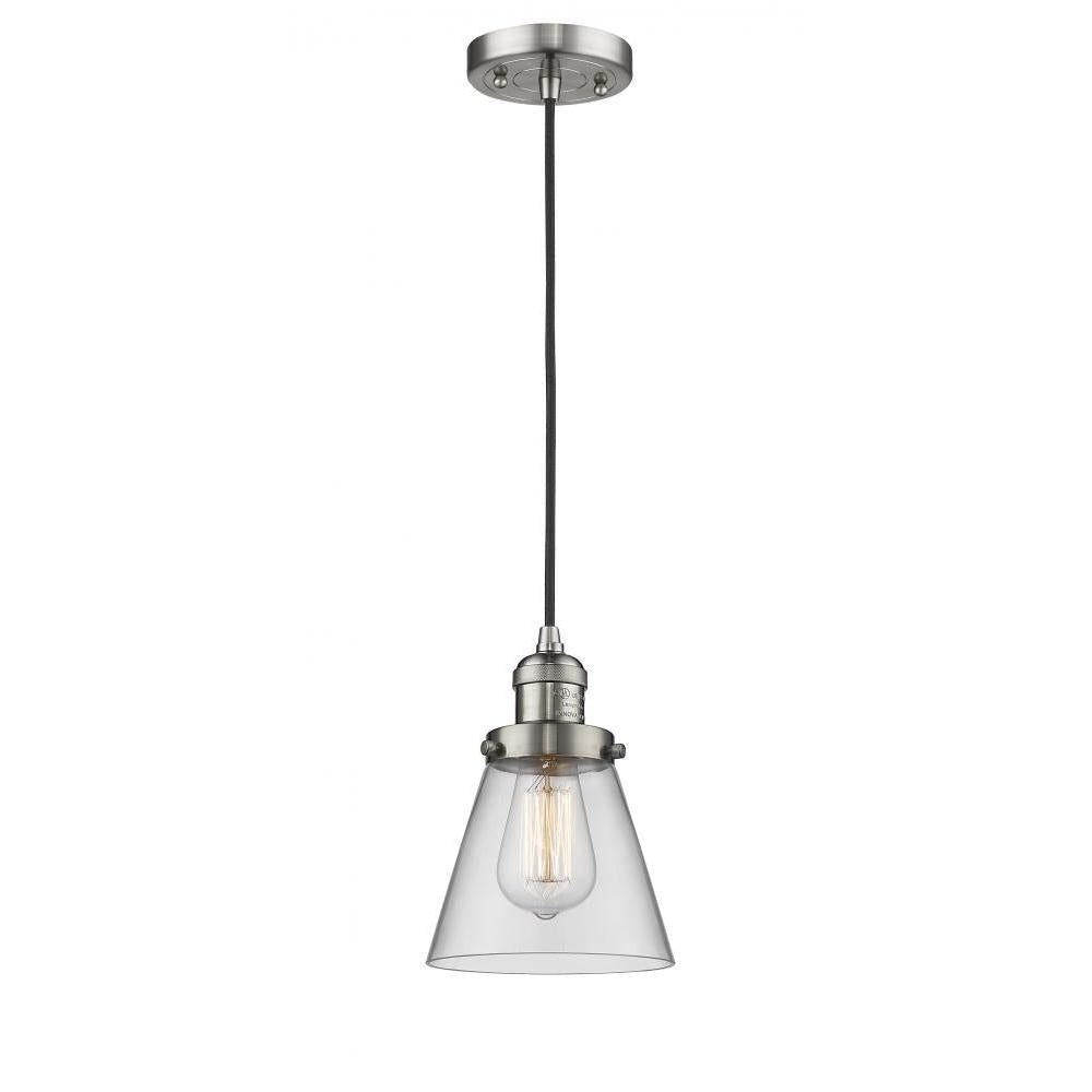 Cone - 1 Light - 6 inch - Brushed Satin Nickel - Cord hung - Mini Pendant