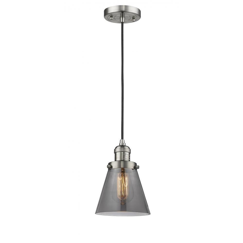 Cone - 1 Light - 6 inch - Brushed Satin Nickel - Cord hung - Mini Pendant