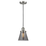 Cone - 1 Light - 6 inch - Brushed Satin Nickel - Cord hung - Mini Pendant