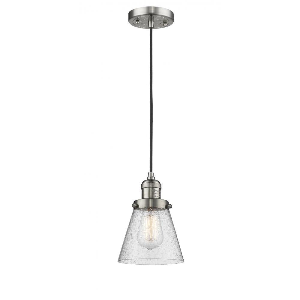 Cone - 1 Light - 6 inch - Brushed Satin Nickel - Cord hung - Mini Pendant