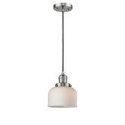 Bell - 1 Light - 8 inch - Brushed Satin Nickel - Cord hung - Mini Pendant