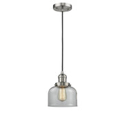 Bell - 1 Light - 8 inch - Brushed Satin Nickel - Cord hung - Mini Pendant