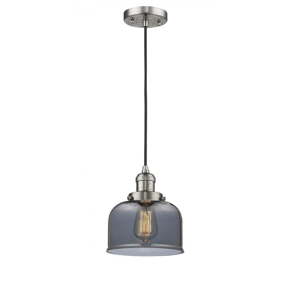 Bell - 1 Light - 8 inch - Brushed Satin Nickel - Cord hung - Mini Pendant