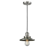 Railroad - 1 Light - 8 inch - Brushed Satin Nickel - Cord hung - Mini Pendant