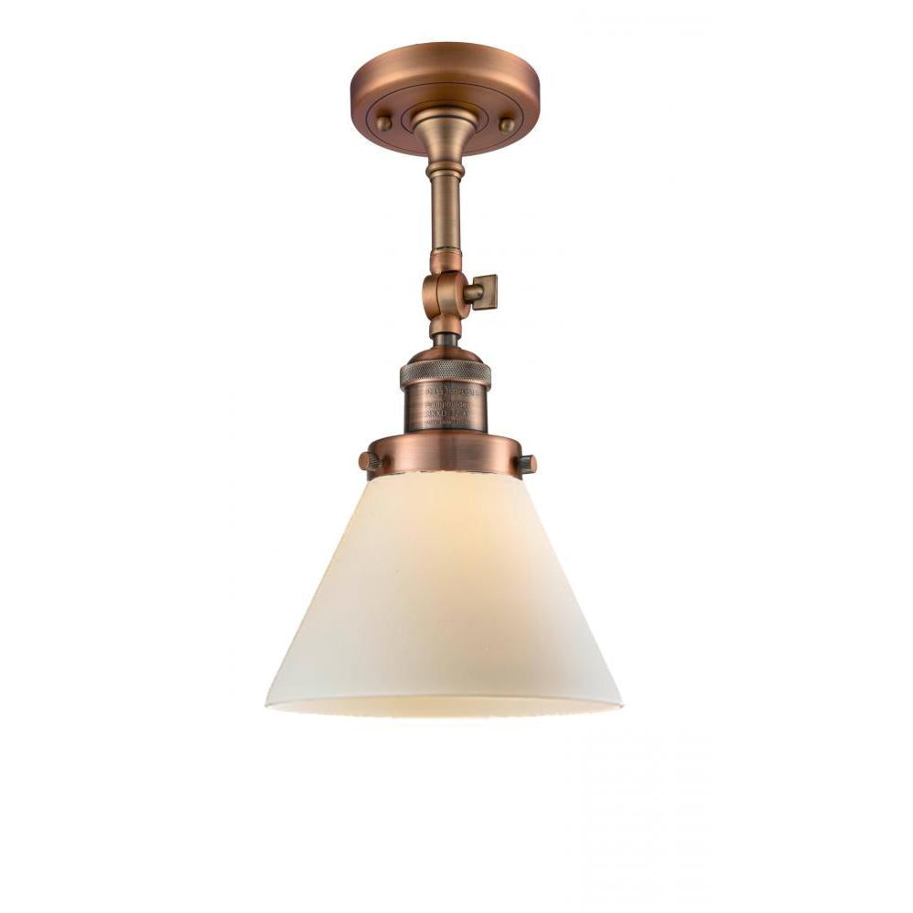 Cone - 1 Light - 8 inch - Antique Copper - Adjustable Semi-Flush Mount