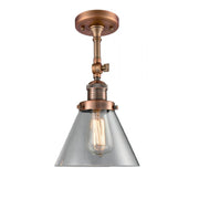 Cone - 1 Light - 8 inch - Antique Copper - Adjustable Semi-Flush Mount