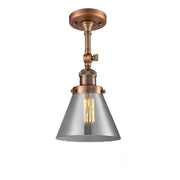 Cone - 1 Light - 8 inch - Antique Copper - Adjustable Semi-Flush Mount