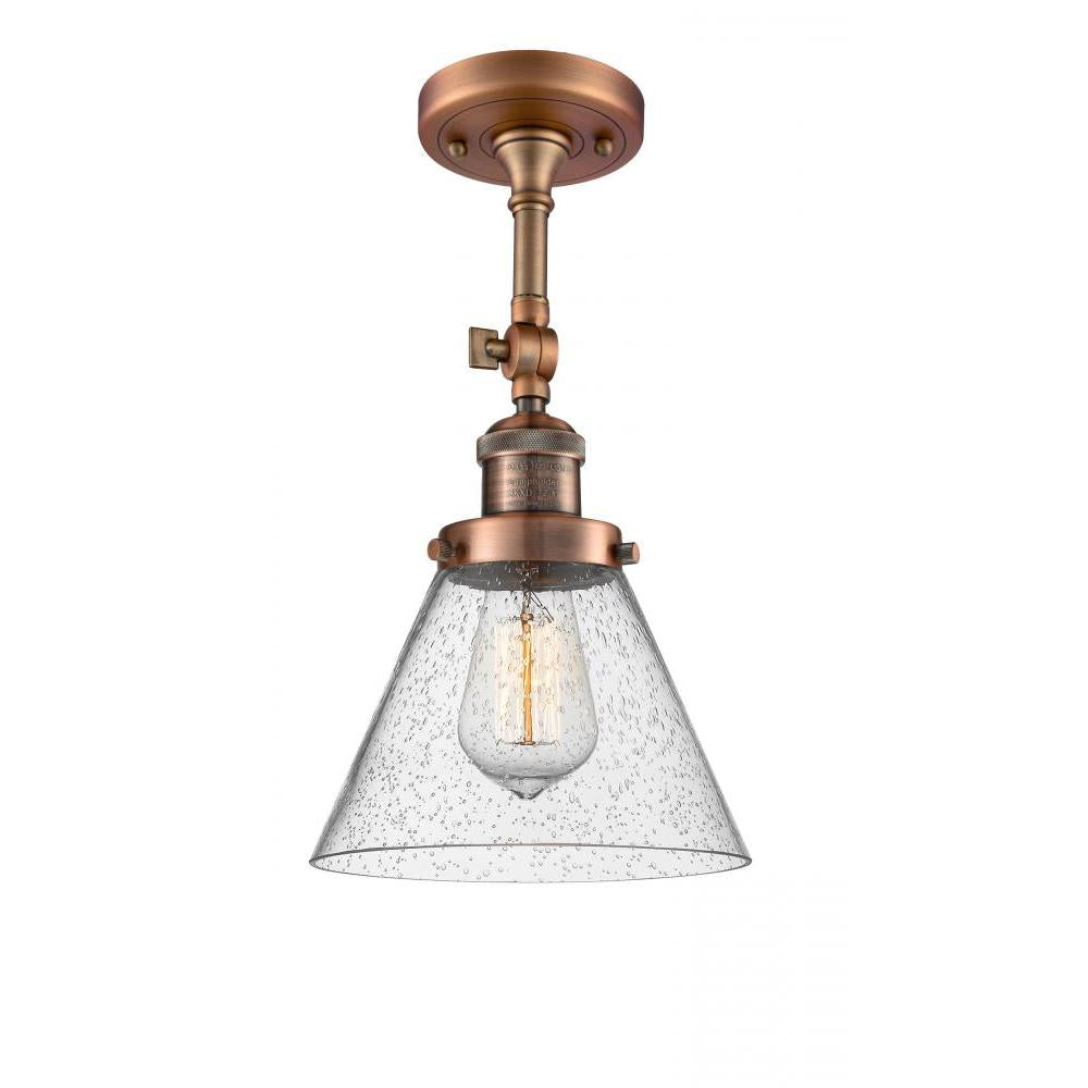 Cone - 1 Light - 8 inch - Antique Copper - Adjustable Semi-Flush Mount