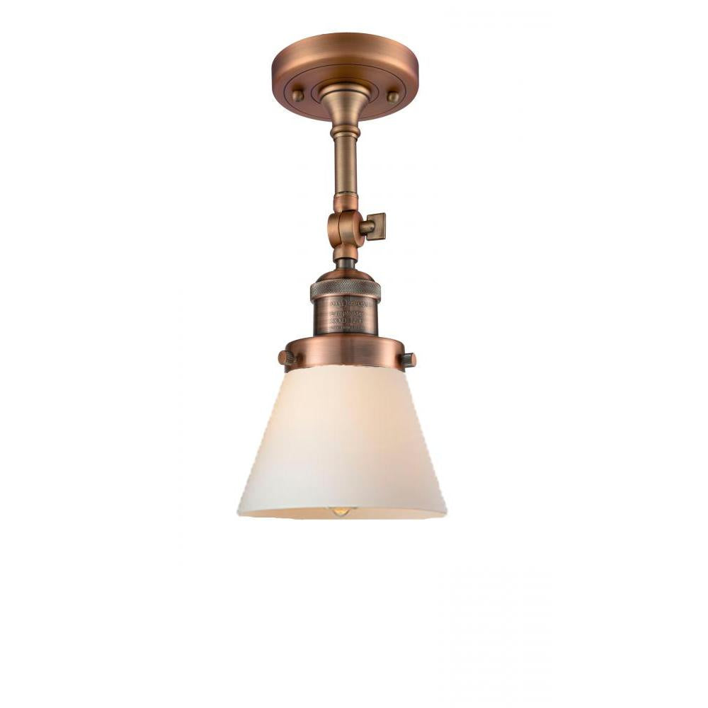 Cone - 1 Light - 6 inch - Antique Copper - Adjustable Semi-Flush Mount