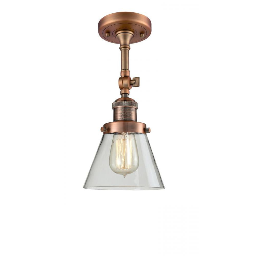 Cone - 1 Light - 6 inch - Antique Copper - Adjustable Semi-Flush Mount