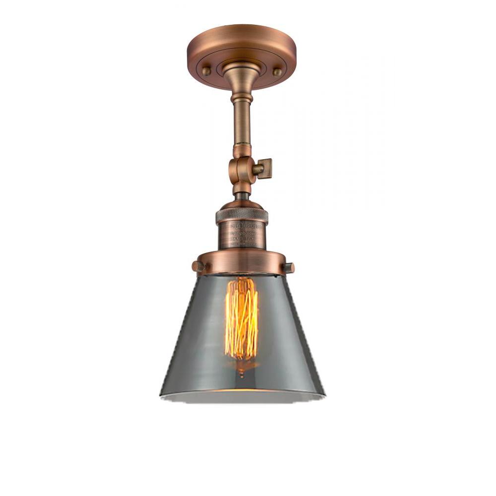Cone - 1 Light - 6 inch - Antique Copper - Adjustable Semi-Flush Mount