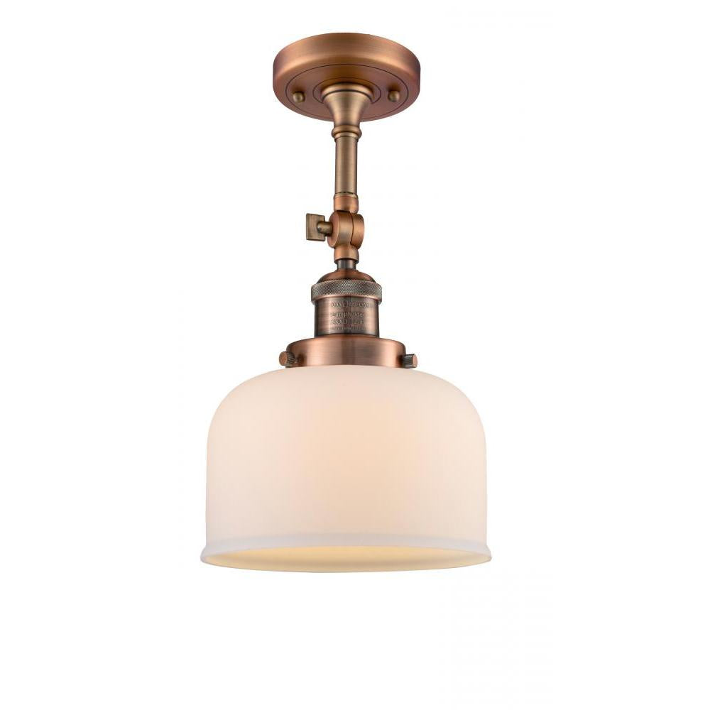Bell - 1 Light - 8 inch - Antique Copper - Adjustable Semi-Flush Mount