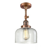 Bell - 1 Light - 8 inch - Antique Copper - Adjustable Semi-Flush Mount