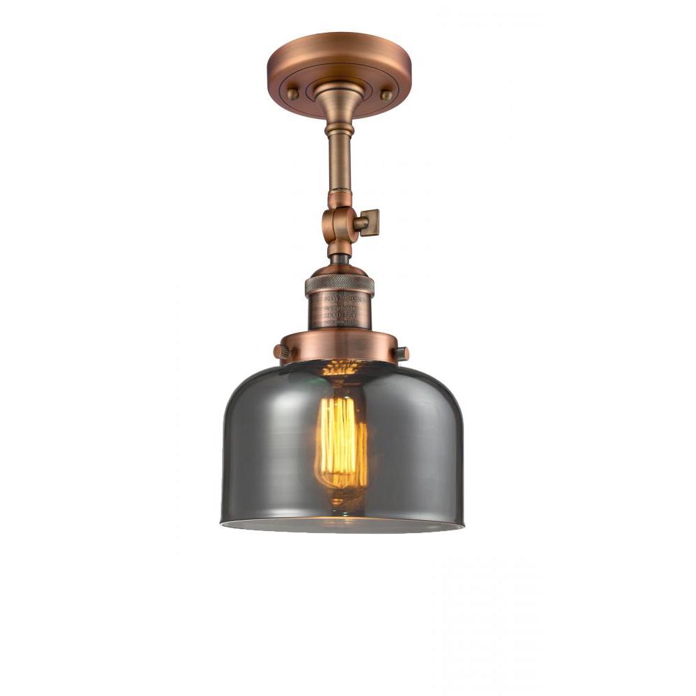 Bell - 1 Light - 8 inch - Antique Copper - Adjustable Semi-Flush Mount